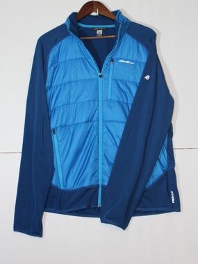 Eddie Bauer Jacket Blue Freeheat Primaloft IgniteLite Hybrid Hiking Mens Large